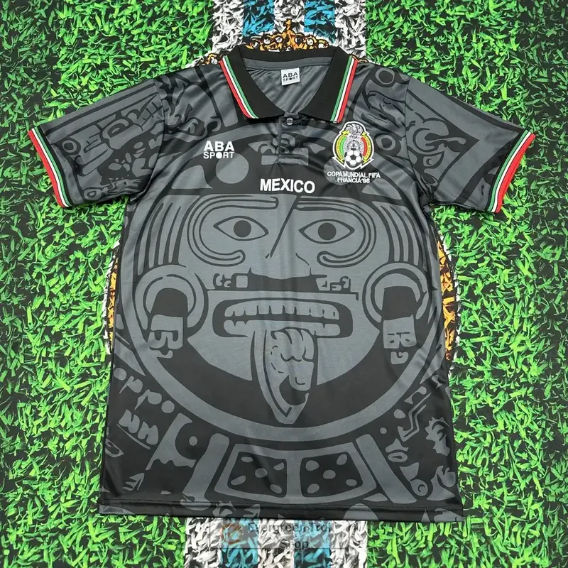 1998 Mexico Soccer National Team Home BLACK Nostalgia Soccer Jersey #2 Suarez #3 Sanchez Classic Breathable Quick Dry Soccer ...