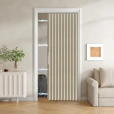 Solid Color Magnetic Folding Door Curtain, 1 Count Blackout Curtain, Light Control Door Curtain, Curtain Blinds, Window Curta...