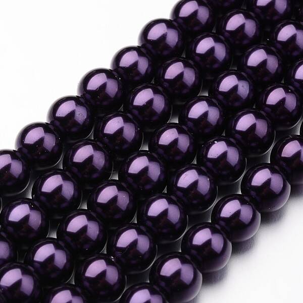 Eco-Friendly Dyed Glass Pearl Round Bead Strands