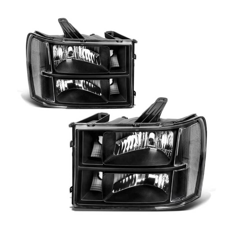 YITAMOTOR® 2007-2013 GMC Sierra 1500/2007-2014 Sierra 2500HD 3500HD Headlight Assembly Black Housing Clear Lens