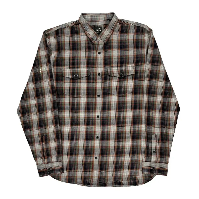 Armani Exchange Slim Fit Flannel Shirt - XL Multicoloured Cotton