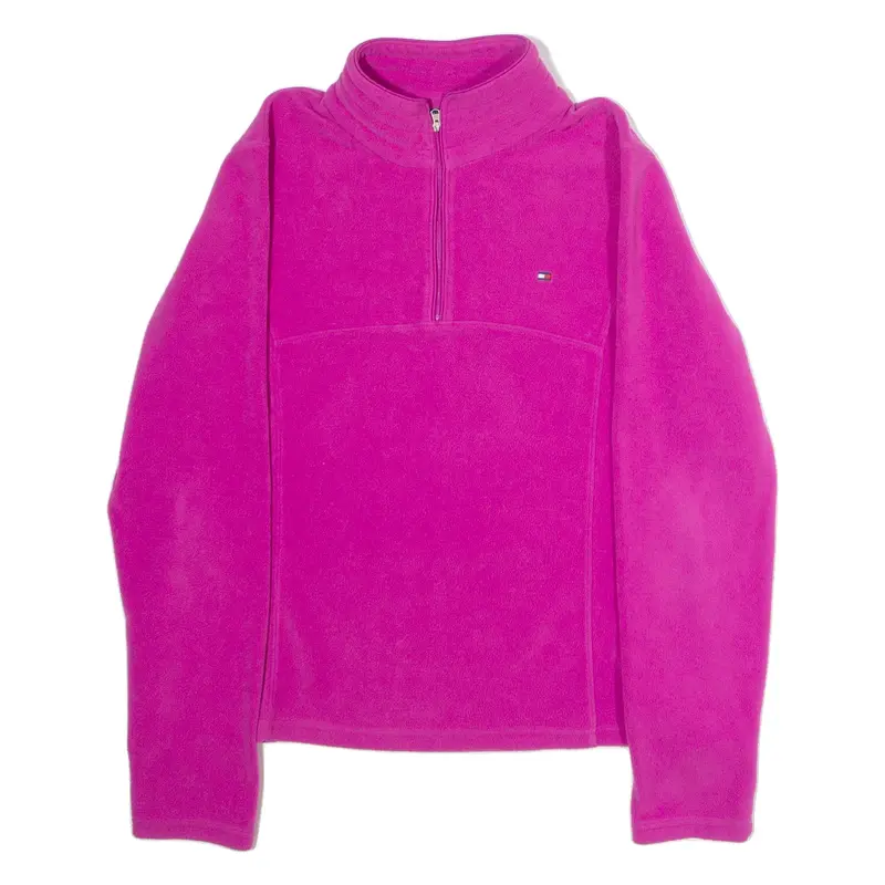 TOMMY HILFIGER Womens Fleece Pink 1/4 Zip L