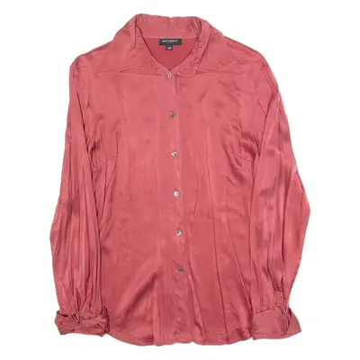 WINDSOR Womens Shirt Red Collared Long Sleeve Faux Silk S