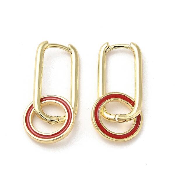 Real 18K Gold Plated Brass Ring Dangle Hoop Earrings
