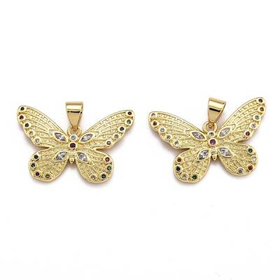 Brass Micro Pave Clear Cubic Zirconia Pendants