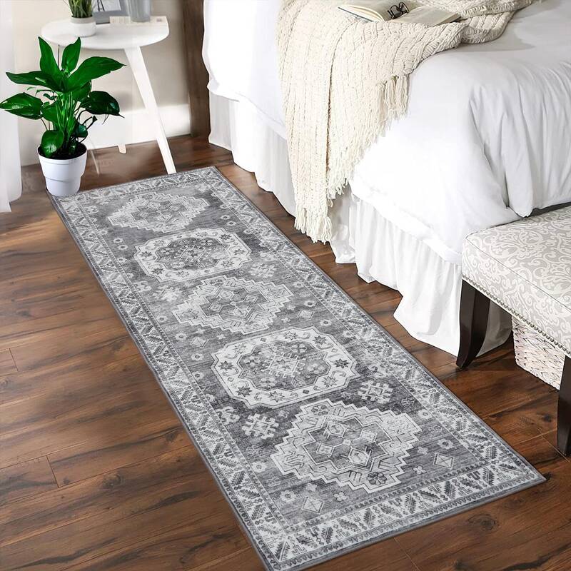 Garvee Vintage Washable Area Rug 4'x6' Boho Rug Faux Cashmere Non Slip Rugs for Living Room Bedroom Oriental Indoor Rug Mat S...