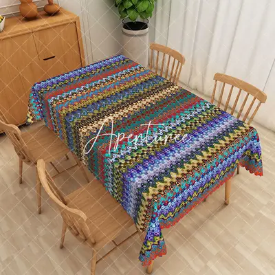 Aperturee Vibrant Geometric Circle Pattern Rectangle Tablecloth, 52 x 70 inch, 30.82 USD, rectangle tablecloths, ZWH01976-A