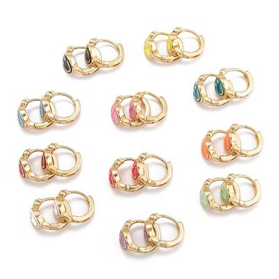 Brass Micro Pave Clear Cubic Zirconia Huggie Hoop Earrings