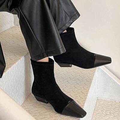 CHIKO Asiah Square Toe Block Heels Ankle Boots