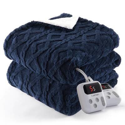 Garvee Electric Blanket King Size Sherpa Heated Blanket with Dual Control, 10 Heat Levels, Thick Tufted Sherpa, ETL Certified...