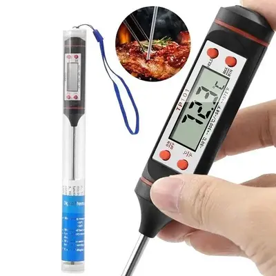 Digital Food Cooking Thermometer with Probe, 1 Count Temperature Measuring Tool with Probe, Instant Read Food Thermometer fo...
