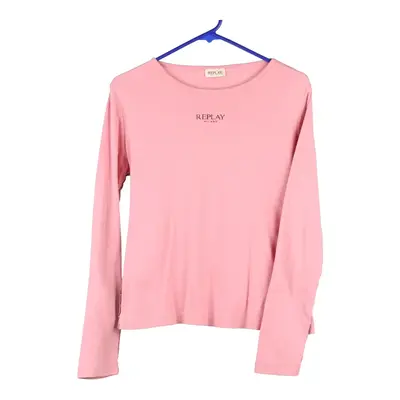 Replay Long Sleeve Top - Medium Pink Cotton