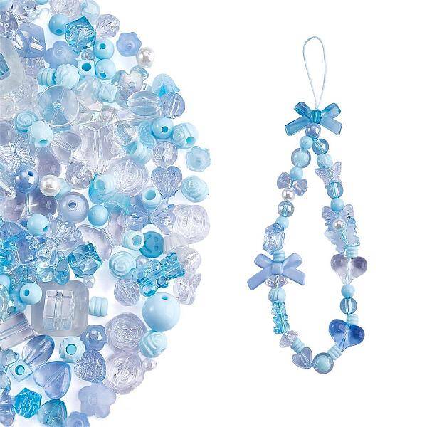 150 Pieces Random Rose Acrylic Beads Bear Pastel Spacer Beads Butterfly Loose Beads for Jewelry Keychain Phone Lanyard Making