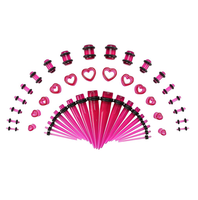 48PCS Acrylic, Silicone Ear Stretching Kit:Lightweight, Heart Tunnel and Plug Extender Body Piercing Jewelry Earring Metering...