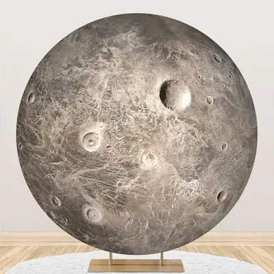 Round Lunar Surface Craters Pattern Birthday Backdrop - Aperturee