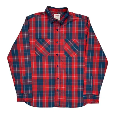 Levis Checked Flannel Shirt - Medium Red Cotton Blend | Size: medium