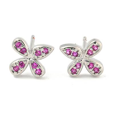 Rack Plating Brass Micro Pave Clear Cubic Zirconia Stud Earrings