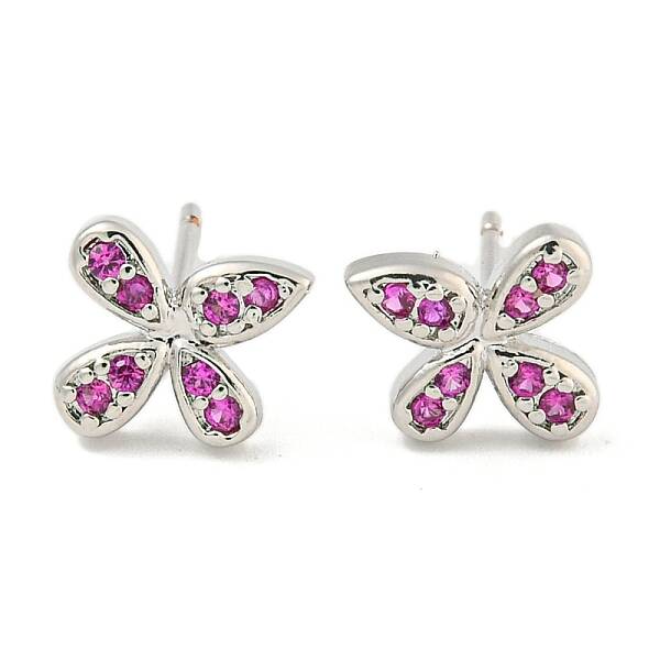 Rack Plating Brass Micro Pave Clear Cubic Zirconia Stud Earrings