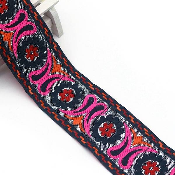 Flat Ethnic Style Embroidery Polyester Ribbons