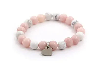 Agato Jade and Howlite Bead Bracelet MINK05/17