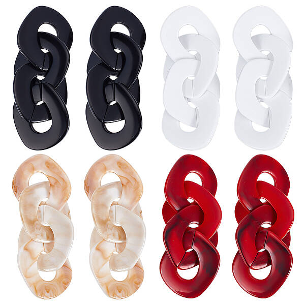 4 Pairs 4 Colors Horse Eye Acrylic Dangle Stud Earrings with Steel Iron Pins for Women