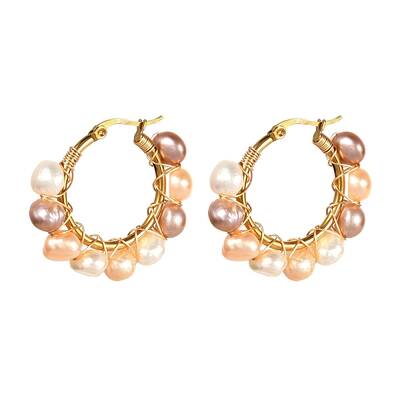 Vintage Natural Pearl Beads Earrings for Girl Women