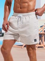 Men's Regular Fit Geometric Print Beach Shorts, Casual Comfy Breathable Swim Shorts for Summer, Men's Shorts for Beach Vacati...