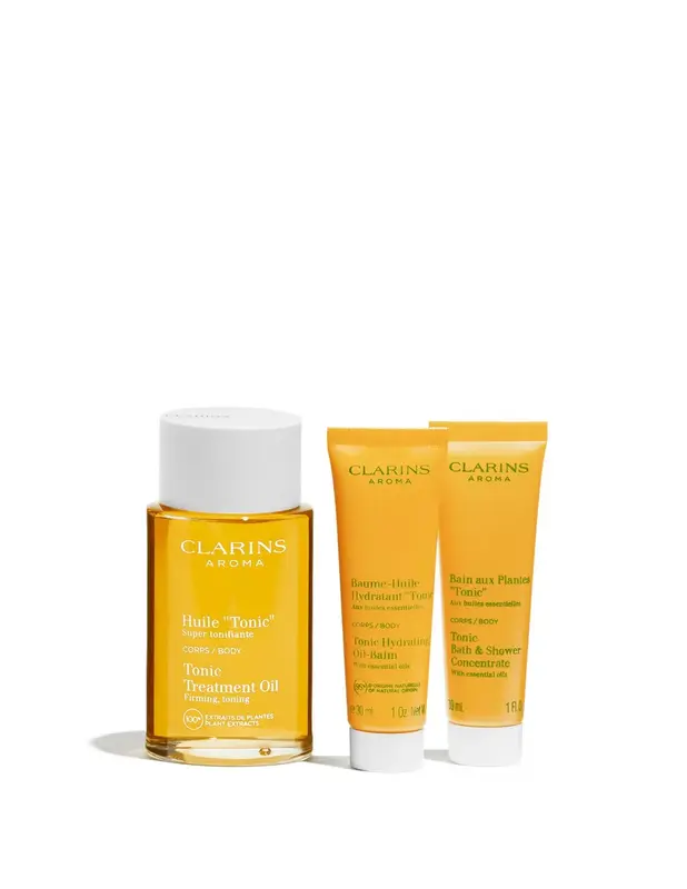 Set Clarins Aroma Tonic oil 100ml Gel 30ml Conditioner 30ml@
