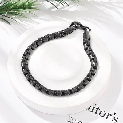 304 Stainless Steel Box Chains Bracelets for Women Men
