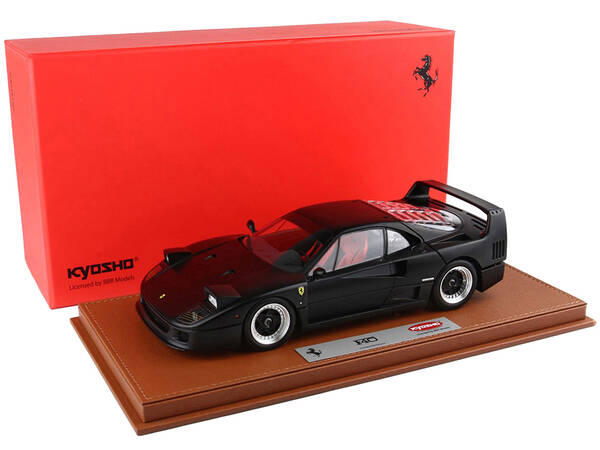 Ferrari F40 Matt Black with Snow Tires and Red Seats with DISPLAY CASE Limited Edition to 54 pieces Worldwide 1/18 Diecast Mo...