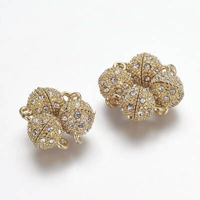 Alloy Rhinestone Magnetic Clasps with Loops