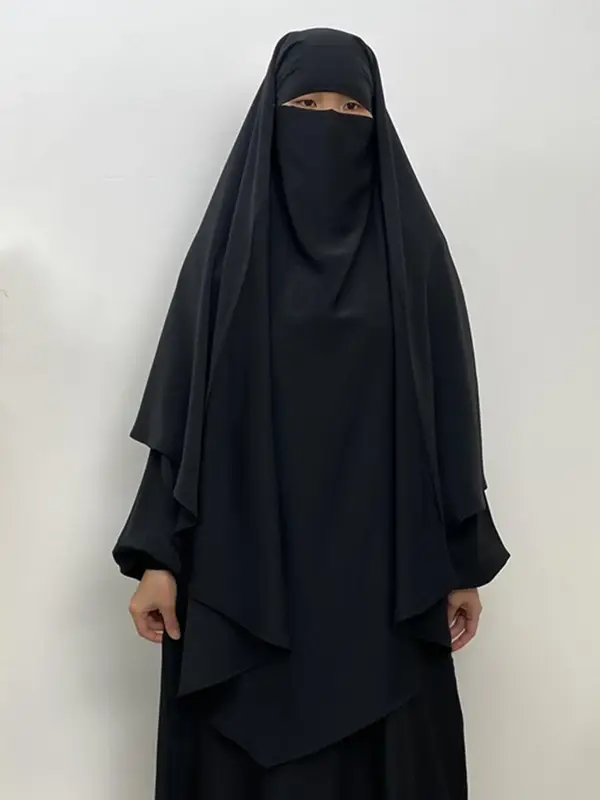 Women's Solid Color Asymmetrical Hem Instant Hijab, Modest Fashion Casual Soft Comfortable Hijab for Daily Wear, Women's Clot...