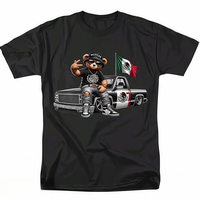 HAGBDH Mens Fashionable Crew Neck T-Shirt - Comfortable Fit,PatternedPrint Mexican Bear with Truck and Flag Tee Fathersdaygif...