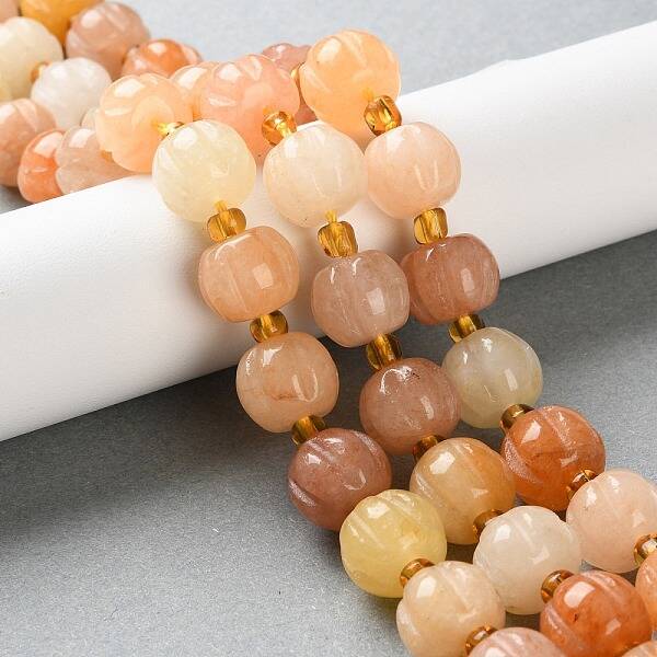 Natural Golden Silk Jade Beads Strands