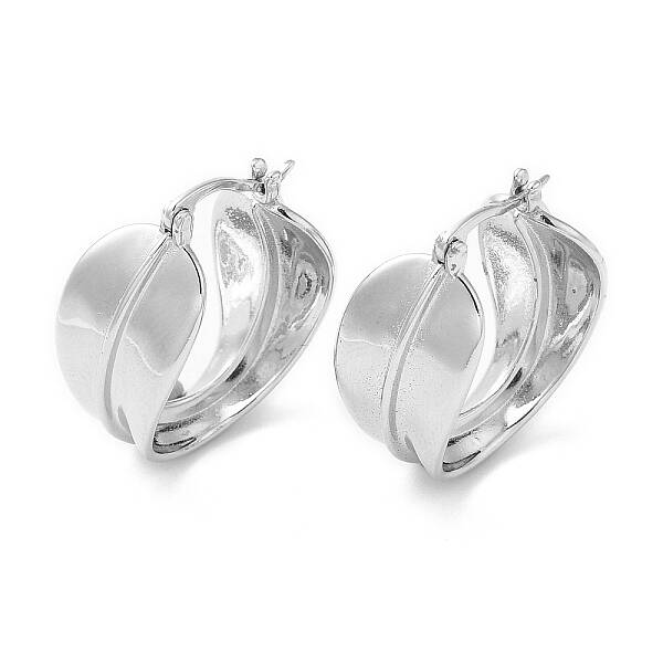 Rack Plating Brass Feather Hoop Earrings for Women