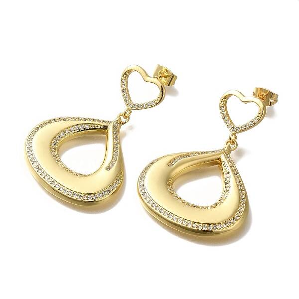 Rack Plating Brass Micro Pave Clear Cubic Zirconia Stud Earrings