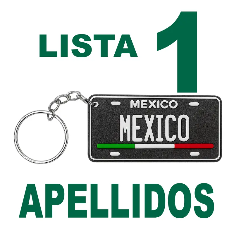 APELLIDOS MX Llaveros de Plastico PLA Mini Placa Matricula de Mexico en 3D Llavero Personalizado Keychain Last Name Mexican M...