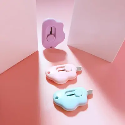 Cute Pastel Color Cloud Shaped Pencil Sharpener, 1/3 Counts Retractable Letter Opener, Mini Paper Cutting Tool for Keychain P...