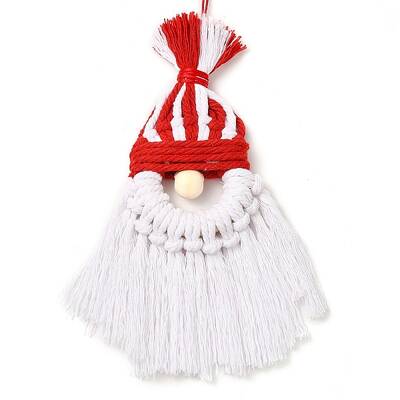 Christmas Handmade Woven Macrame Cotton Thread Santa Claus Pendant Decorations