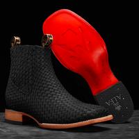 Black Basketweave Botin – Square Toe