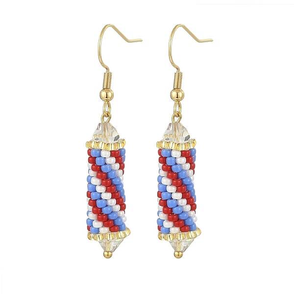 Glass Seed Braided Column Dangle Earrings