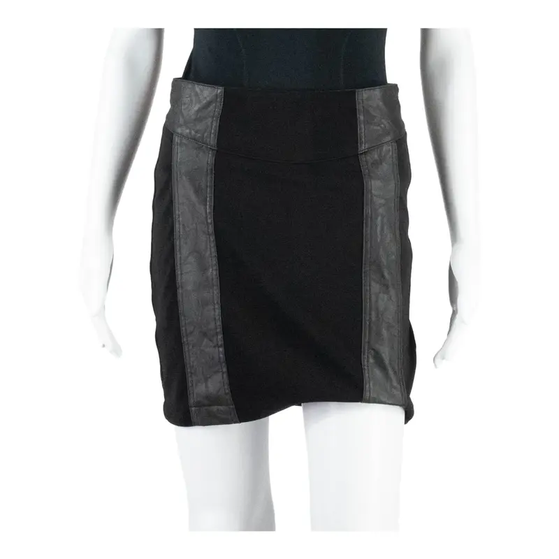 Two Tone Womens Pencil Skirt Black Short Leather UK 10