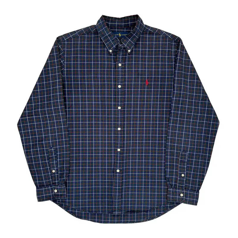 Ralph Lauren Checked Flannel Shirt - XL Blue Cotton | Size: x-large