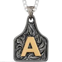 Initial Cow Tag Necklace | Western-Style Cow Tag Pendant & Chain
