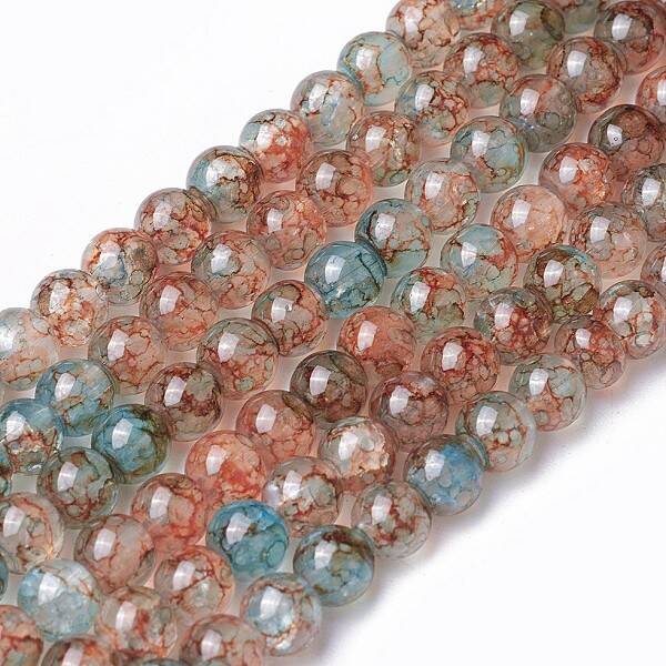 Spray Painted Glass Beads Strands
