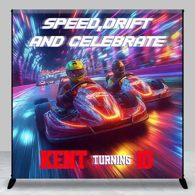 Aperturee Speed Drift Sport Custom Name 10th Birthday Backdrop - Aperturee