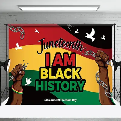 I Am Black History Happy Juneteenth Day Backdrop - Aperturee