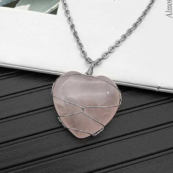 Natural Rose Quartz Pendant Necklaces