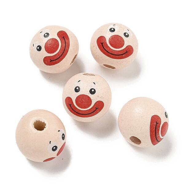 Printed Wood European Beads