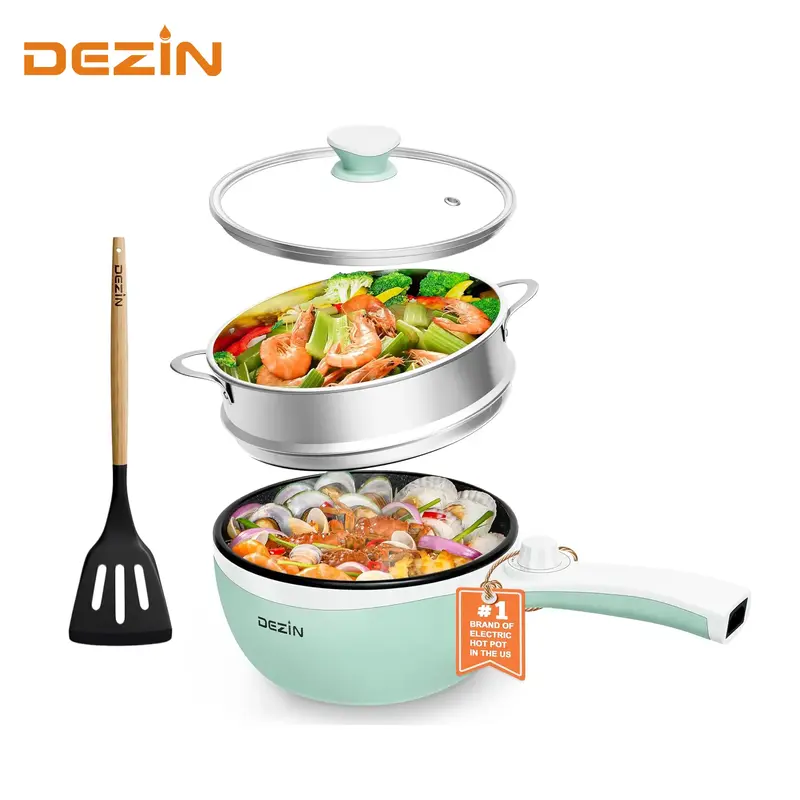 Dezin School and Dorm Essential Electric Pot, Cooker, Non-Stick Sauté Pan, Mini Electric Fondue Pot for Cheese, Stir Fry, Ro...